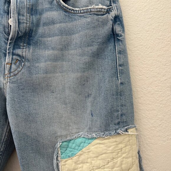 MOTHER The Patchwork Tomcat Ankle Raw Hem New Hobbies Blue 28 - Picture 9 of 16